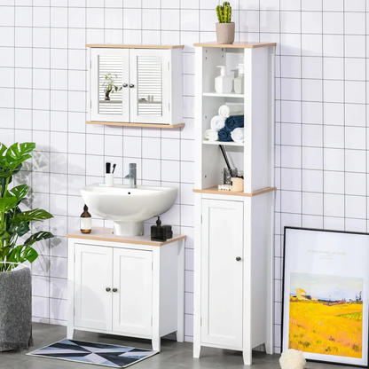 kleankin Bathroom Mirror Cabinet Wall Mounted Storage Cupboard W/ Double Door by Unbranded