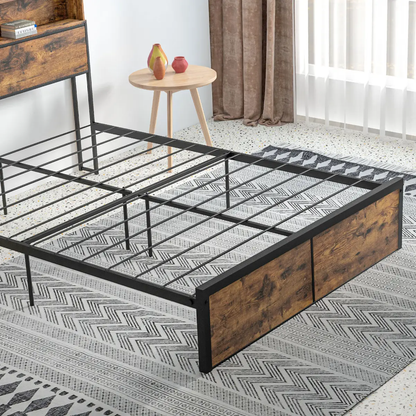 HOMCOM 4.8FT Double Bed Frame with Storage Headboard and Under Bed Storage by HOMCOM