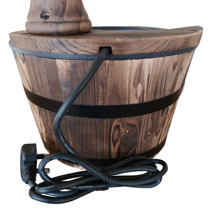 Outsunny Barrel Water Pump Fountain Rustic Wood Electric Water Feature Garden by Outsunny