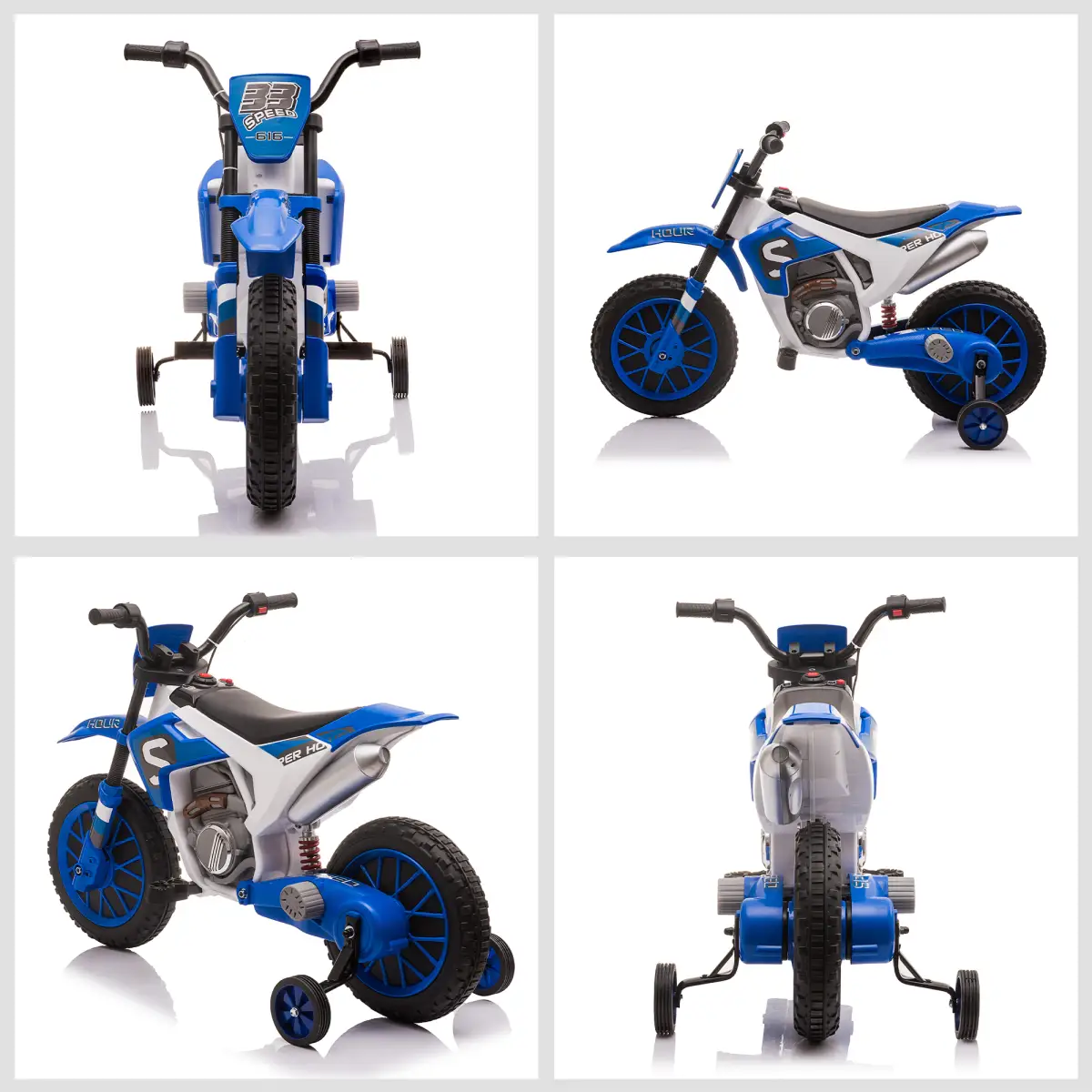 12V Kids Electric Motorbike Ride-On Motorcycle Training Wheels - Blue by HOMCOM