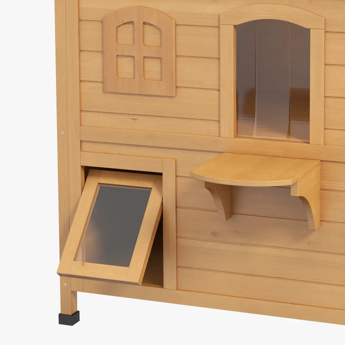 Wooden Cat House Cat Cave Pet Shelter Condos Outdoor Natural Wood Finish by PawHut