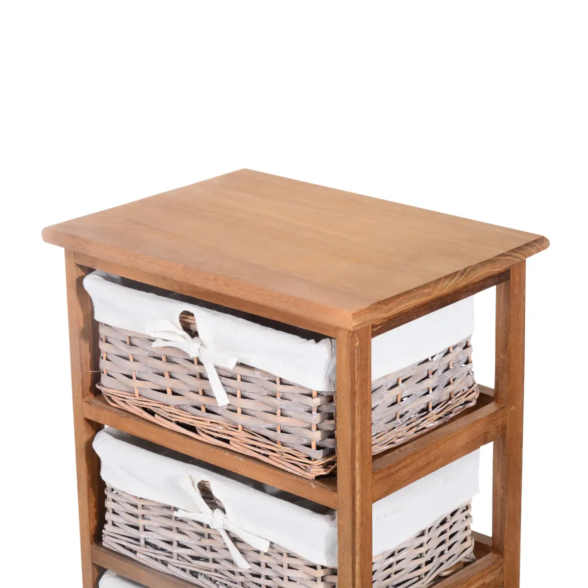 5-Drawers Storage Unit Wooden Frame W/ Wicker Woven Baskets by HOMCOM