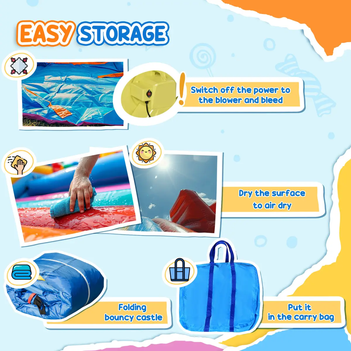 Bouncy Castle with Slide Inflatable Bouncer Kids Jumper Bounce Castle HOMCOM by Unbranded