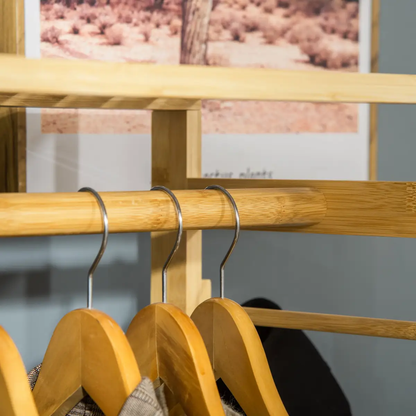 Bamboo Coat Rack w/ Hooks Hanging Rail and Storage Shelf for Entryway HOMCOM by Unbranded