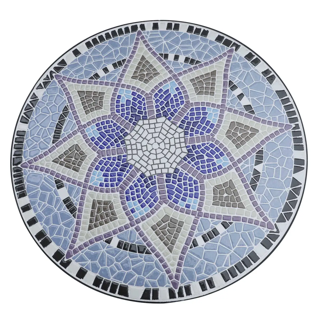 Outsunny Garden Table, Mosaic Round Patio Side Table with 60cm Ceramic Top by Outsunny