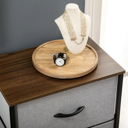 HOMCOM 5 Drawer Fabric Chest of Drawers w/ Wooden Top for Closet Hallway Grey by HOMCOM