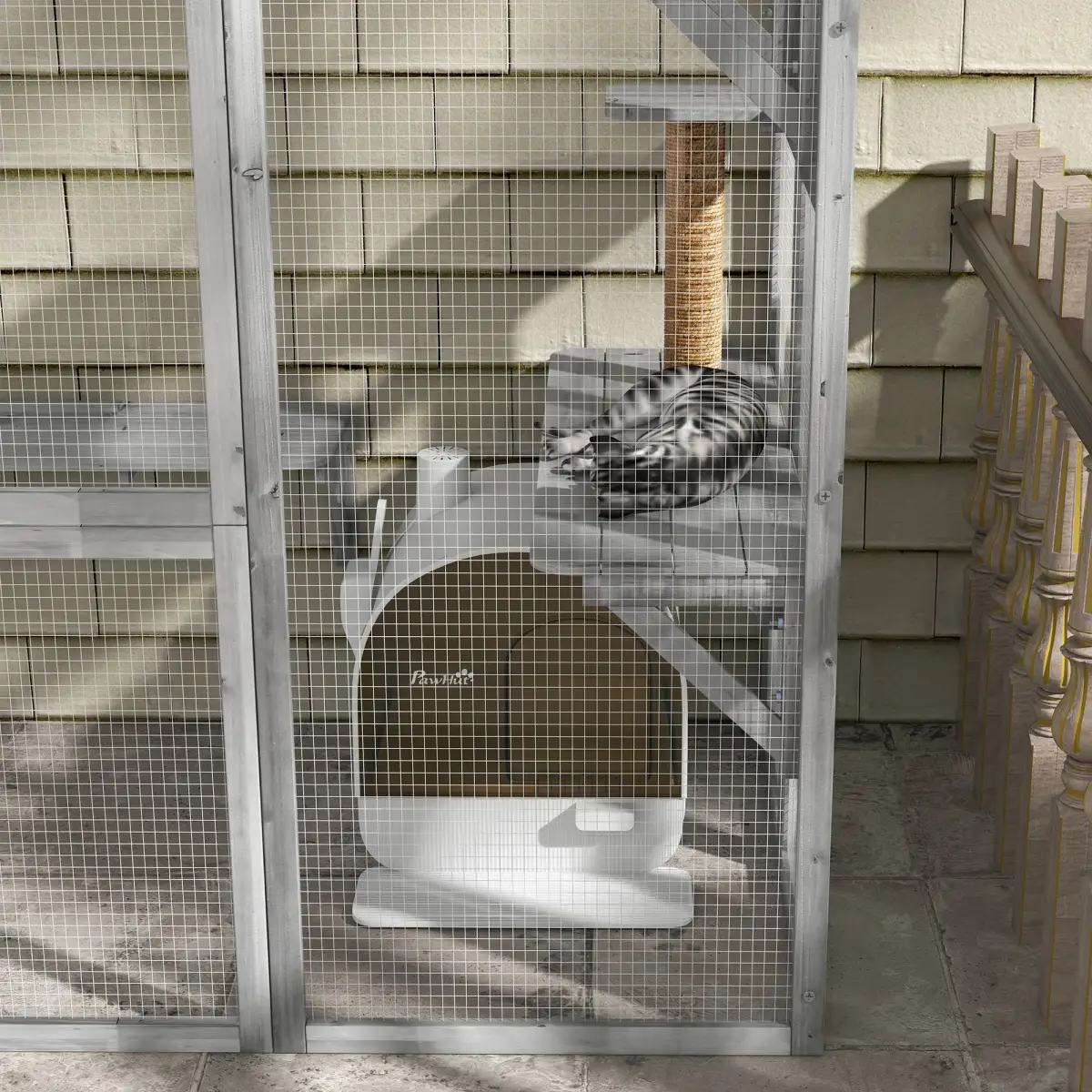 Hooded Cat Litter Tray Kitten Toilet w/ Scoop, Filter, Flap Door 43 x 44 x 47cm by PawHut