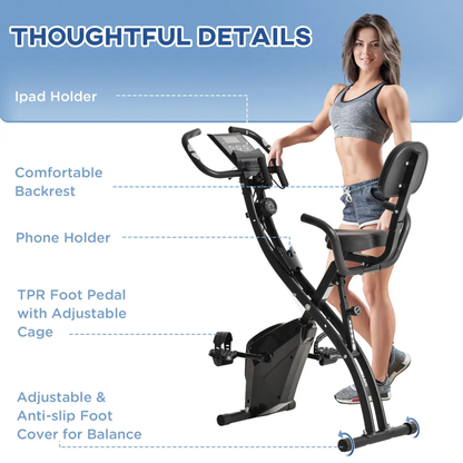 2-In-1 Upright Exercise Bike 8-Level Adjustable with Pulse Sensor Black HOMCOM by Unbranded