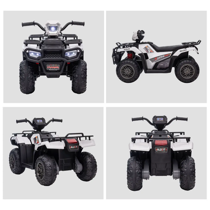 HOMCOM 12V Electric Quad Bike for Kids w/ LED Headlights, Music - White by HOMCOM