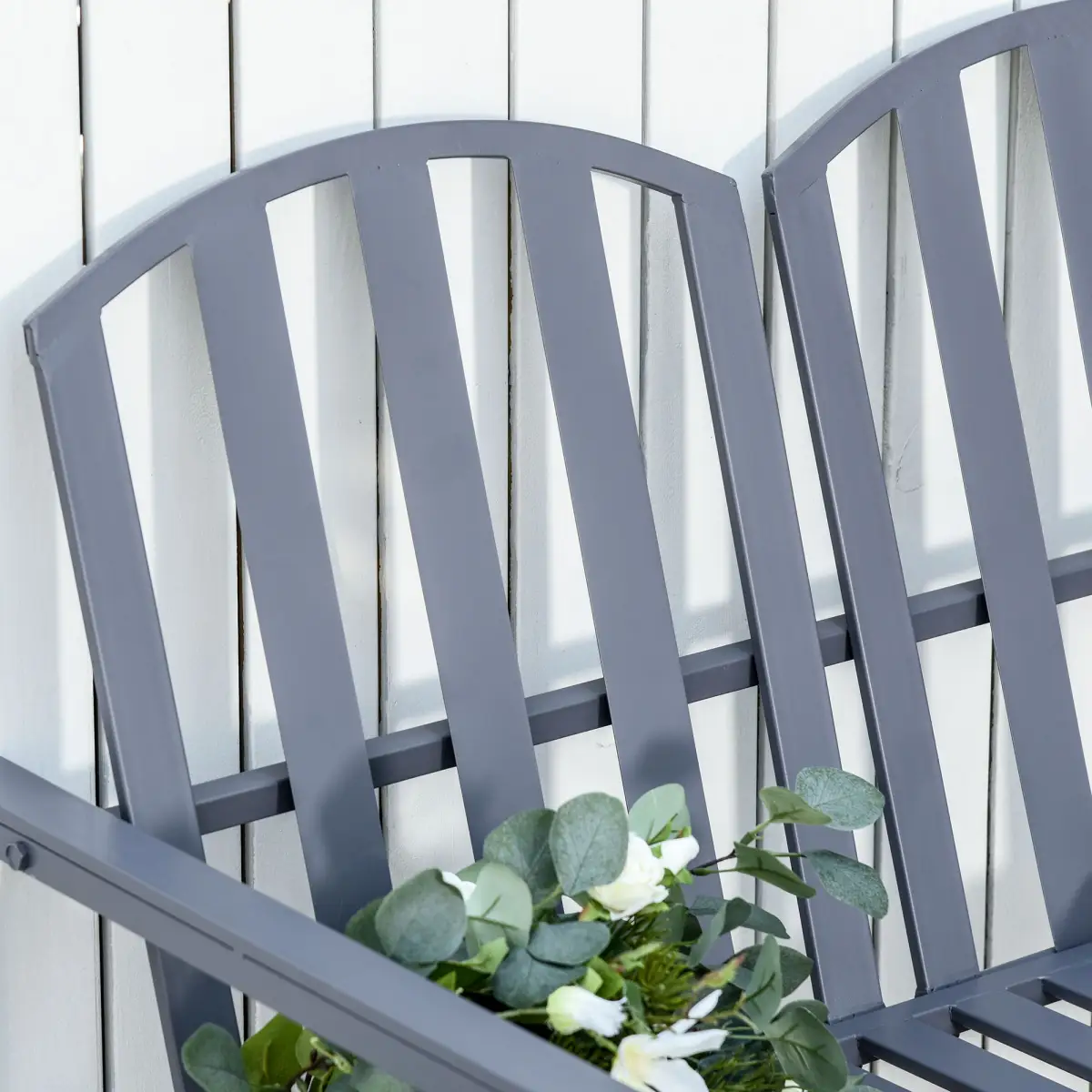 2 Seat Steel Patio Garden Bench Chair Slat Design Backyard Porch Outsunny by Unbranded