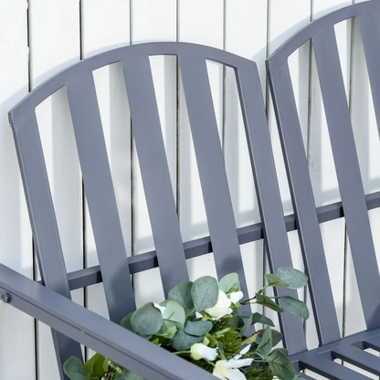 2 Seat Steel Patio Garden Bench Chair Slat Design Backyard Porch Outsunny by Unbranded