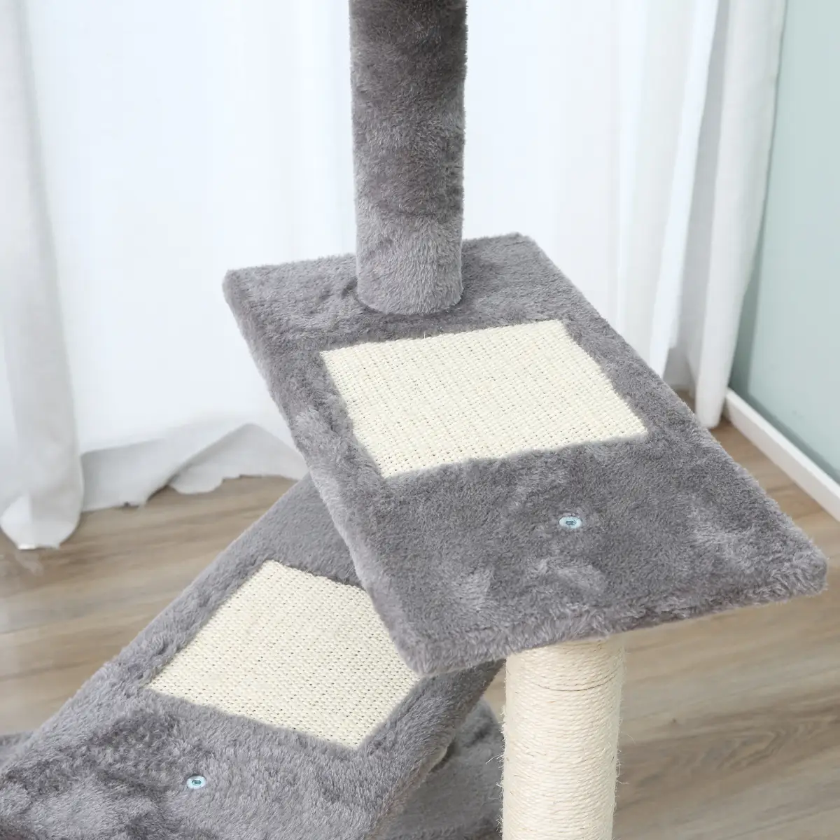 Cat Tree Activity Center Kitten Climbing Tower Scratching Post Plush Pawhut by Unbranded