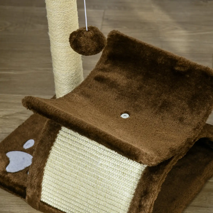 Cat Tree Plush Scratcher Kitty Activity Play Center Top Bar Tunnel Dangling Ball by Pawhut