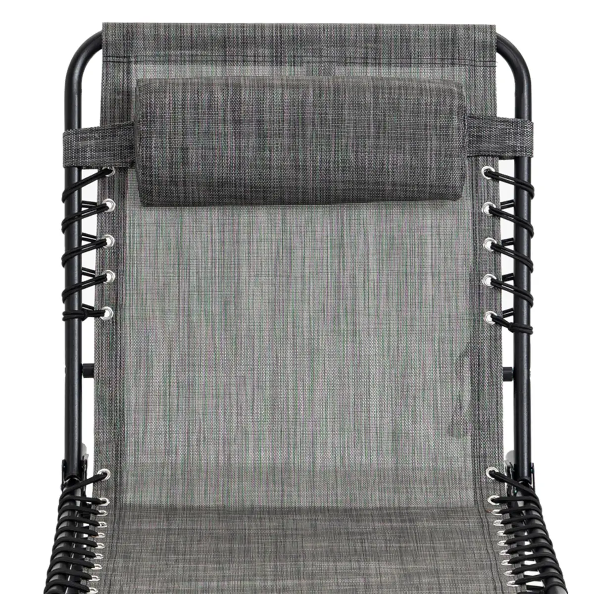Portable Sun Lounger, Folding Camping Adjustable , Pillow Grey by Outsunny