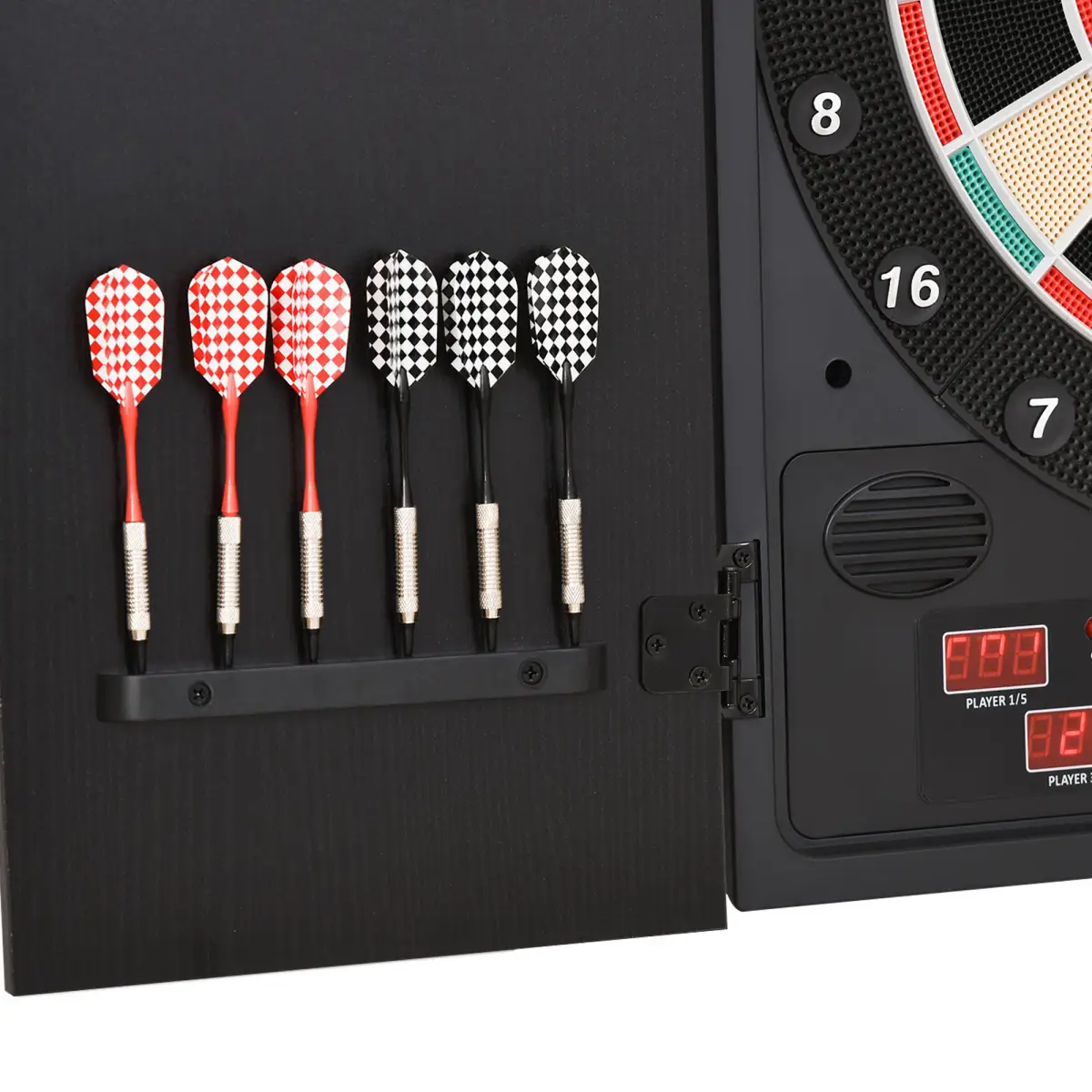 Electronic Dartboard with LED Digital Score Board 27Games Storage Cabinet by HOMCOM