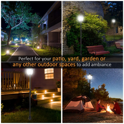 1.77m Tall Free-Standing ABS Garden Solar LED Lamp Post Black by Outsunny
