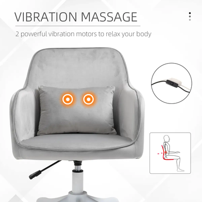 Office Chair with Rechargeable Electric Vibration Massage Lumbar Pillow, Wheels by Vinsetto