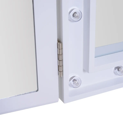 Lighted Tri-Fold Vanity Mirror Large Cosmetic Mirror LED Lights White by HOMCOM