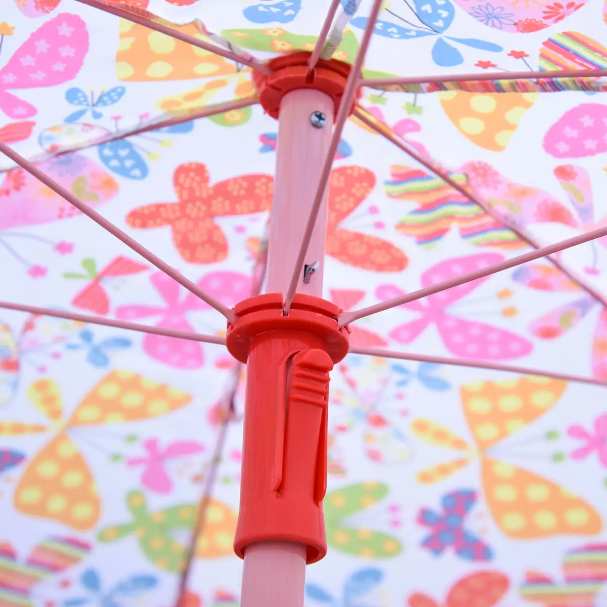Outsunny Kids Folding Picnic Table Chair Set Butterfly Pattern Outdoor Parasol by Unbranded