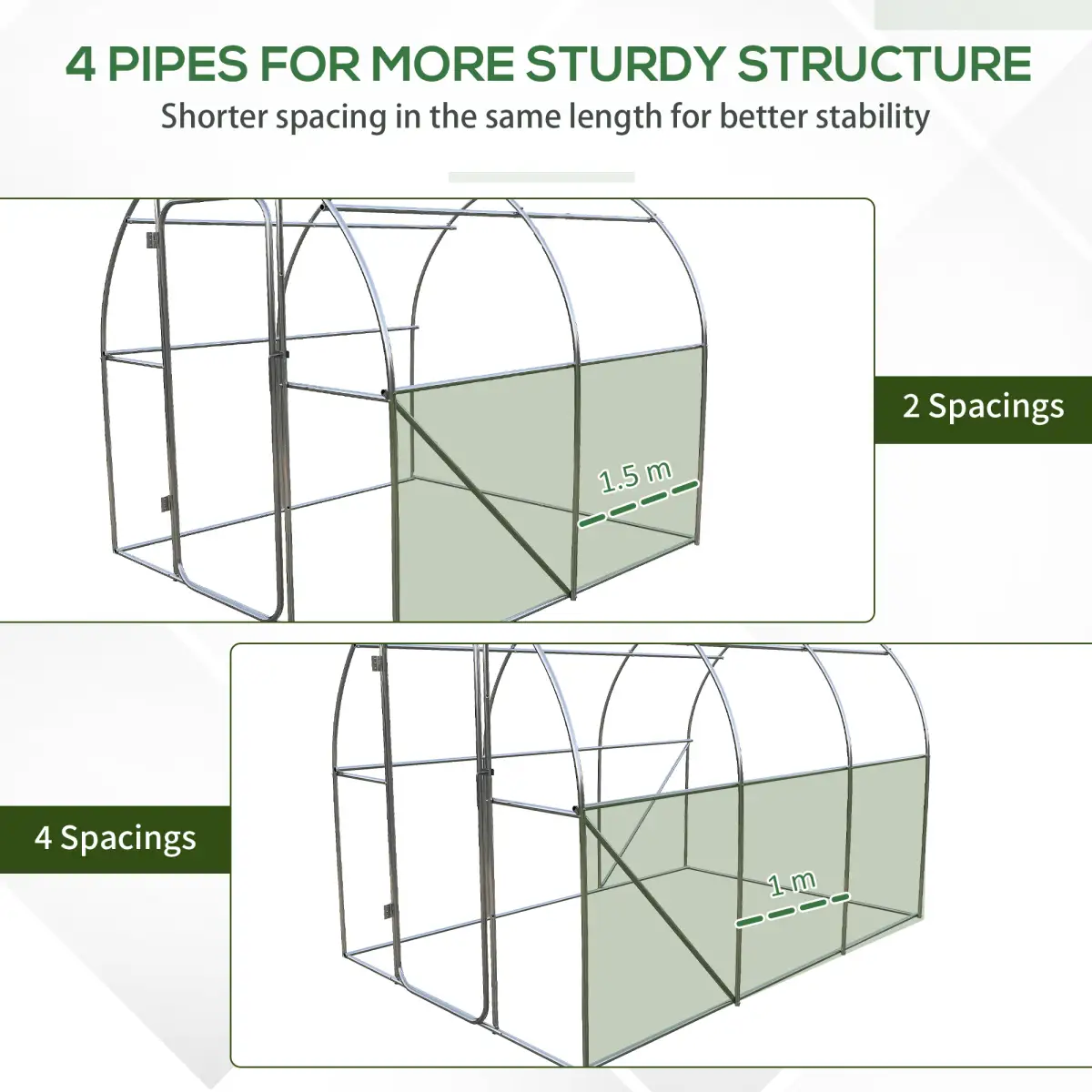 Outsunny 3 x 2M Reinforced Walk-in Polytunnel Garden Greenhouse Steel Frame by Outsunny
