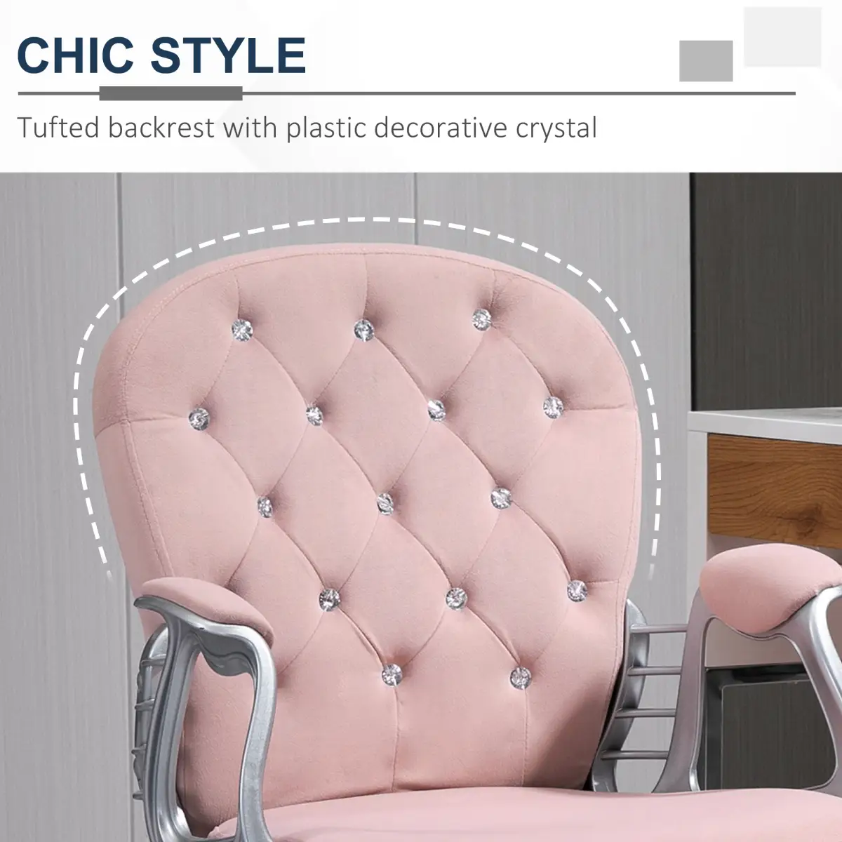 Office Chair Luxury Velour Diamond Tufted Padded Ergonomic 360� Swivel Pink by Unbranded
