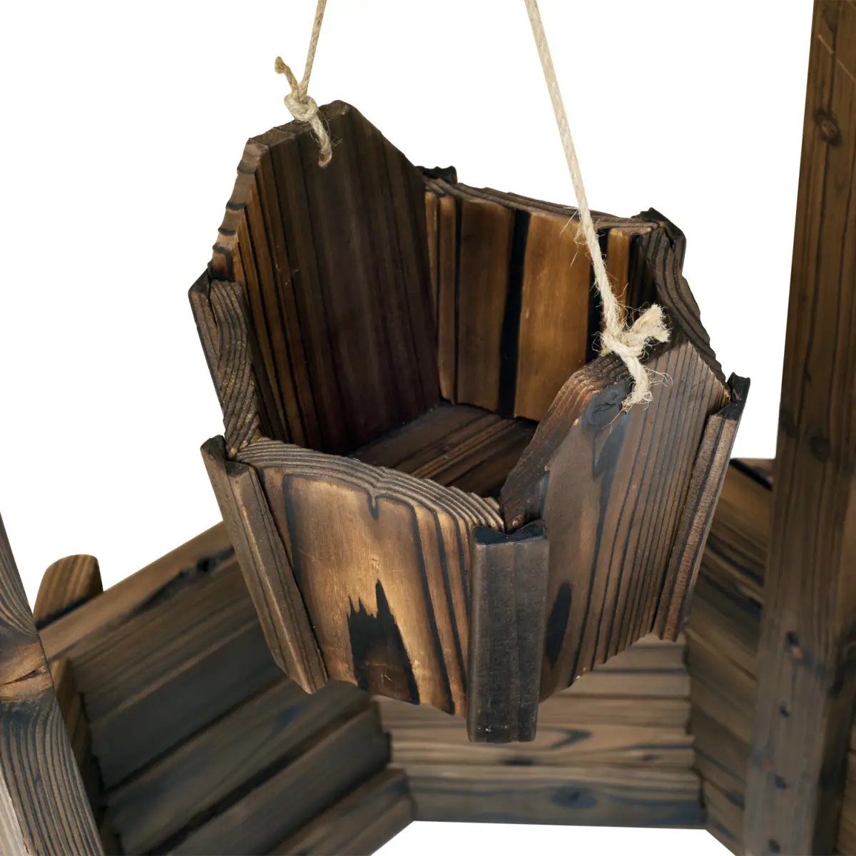 Wishing Well Planter Bucket, 60Lx55Wx 114H cm-Brown by Outsunny