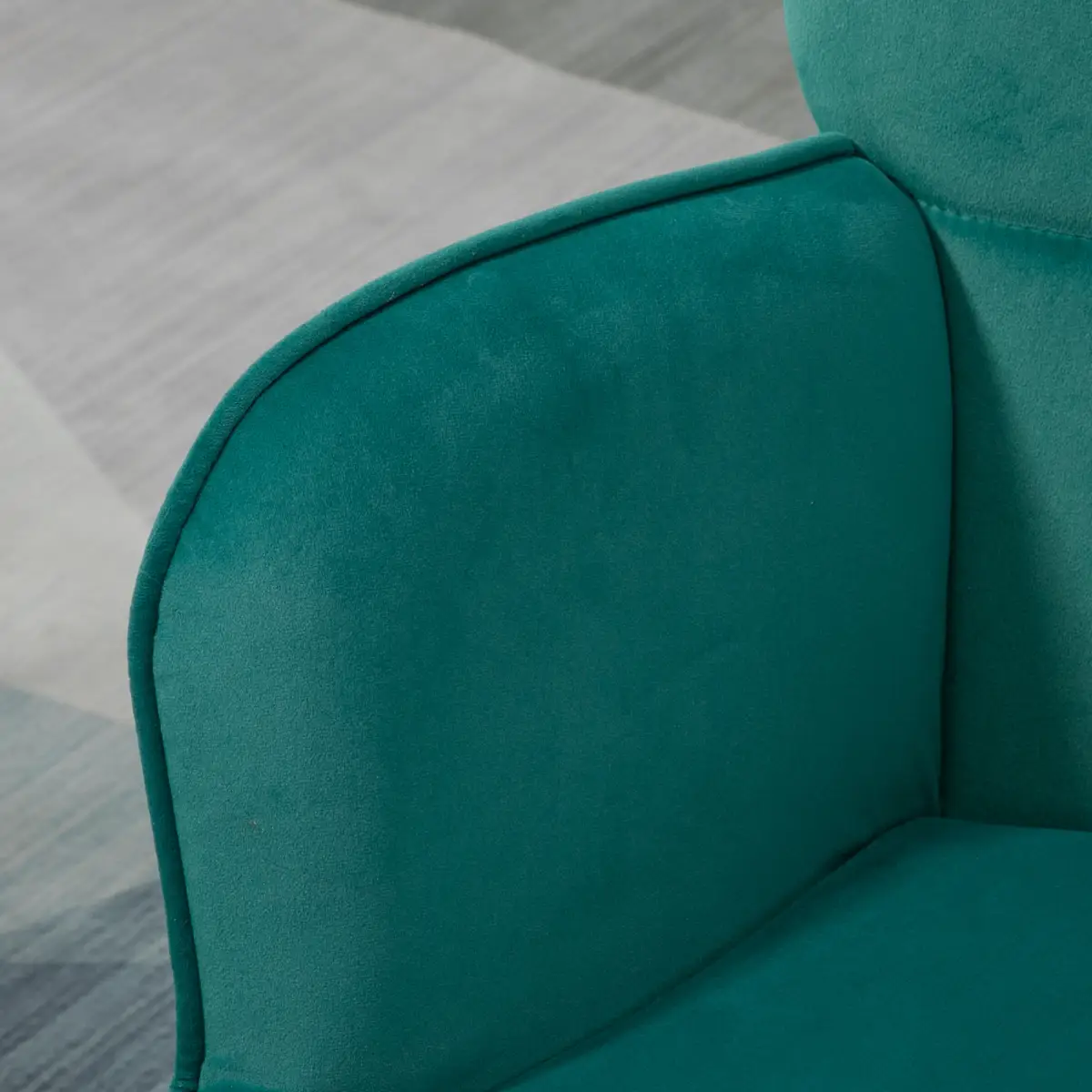 HOMCOM Button Tufted Armchair with Footstool and Gold Tone Steel Legs Dark Green by HOMCOM