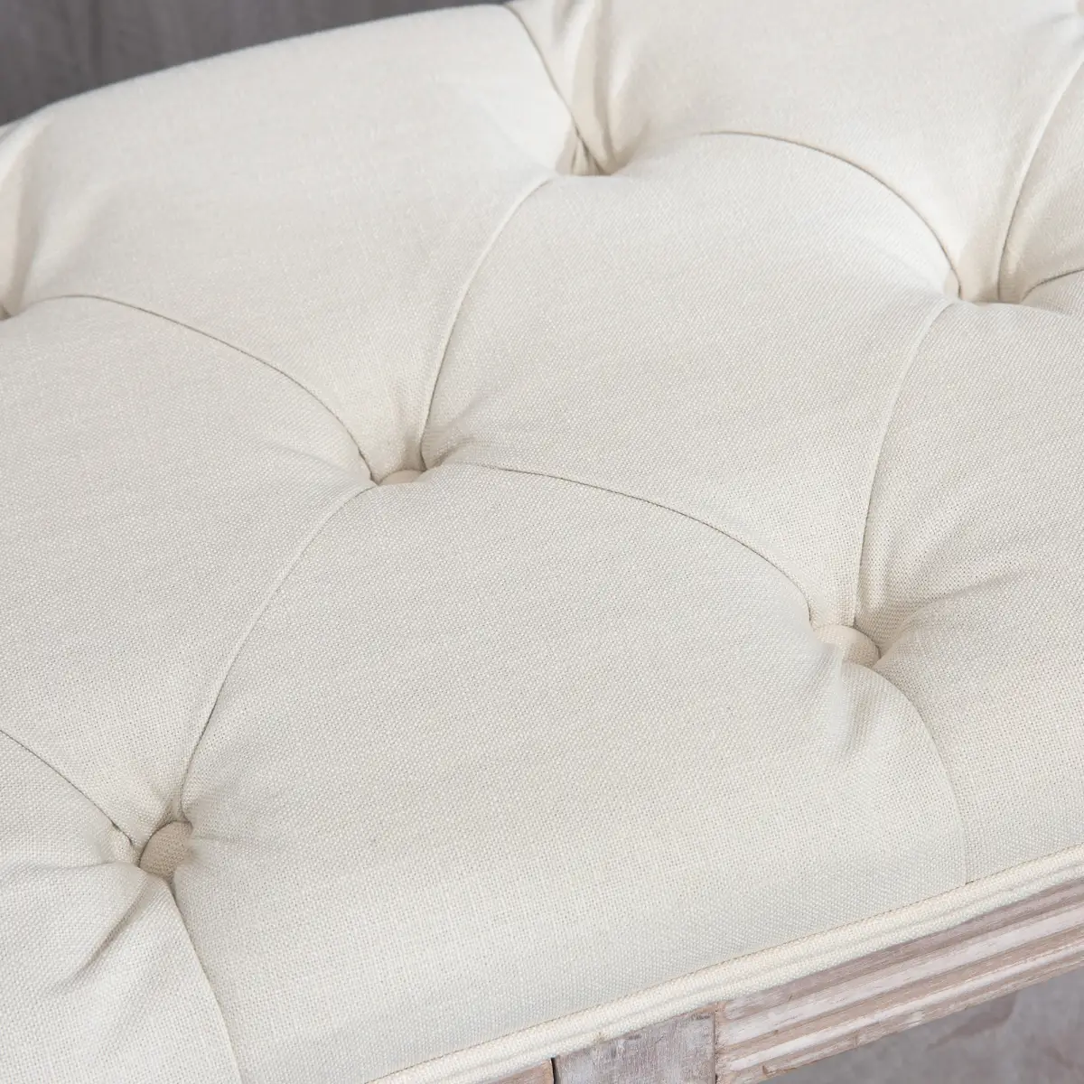 HOMCOM 2-Tier Bed End Bench, Vintage Stool Button Tufted Seat Cream White by Unbranded