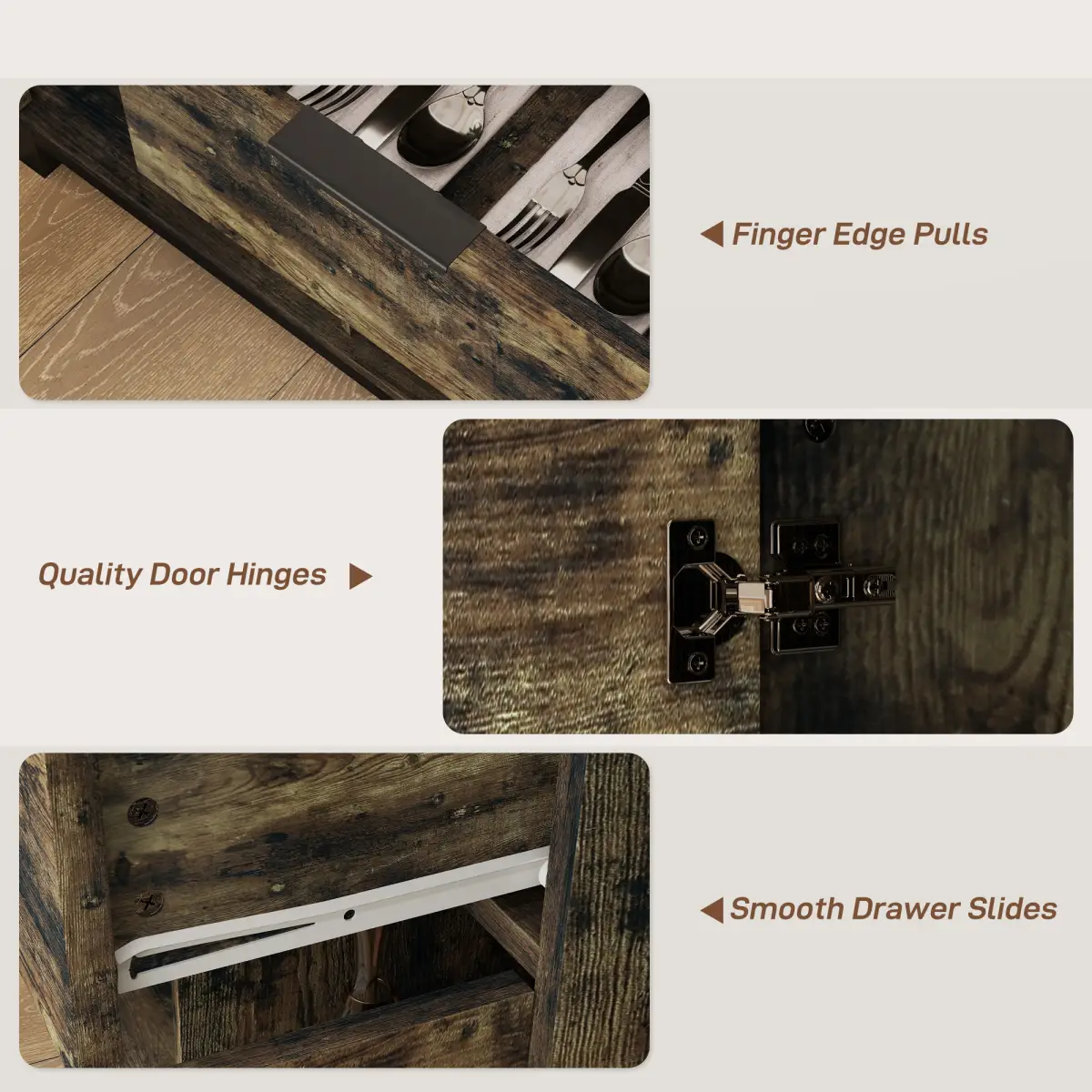 HOMCOM Sideboard, Industrial Storage Cabinet for Living Room, Rustic Brown by HOMCOM