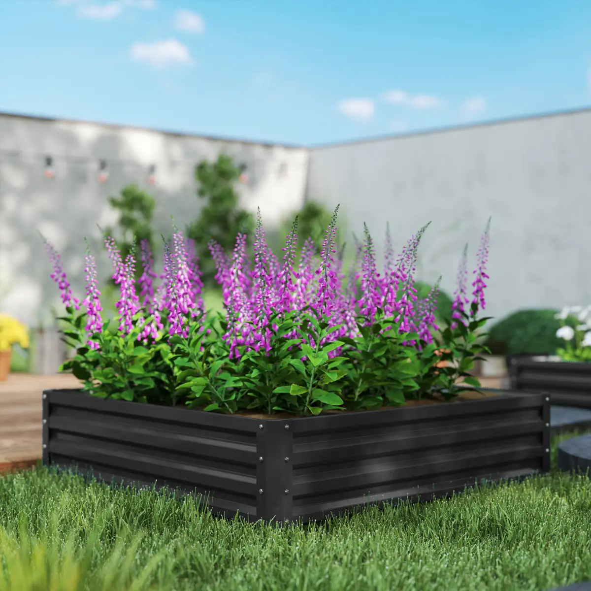 Raised Garden Bed Gardner Frame Outdoor Planter Kit Flower Vegetables Grey by Outsunny