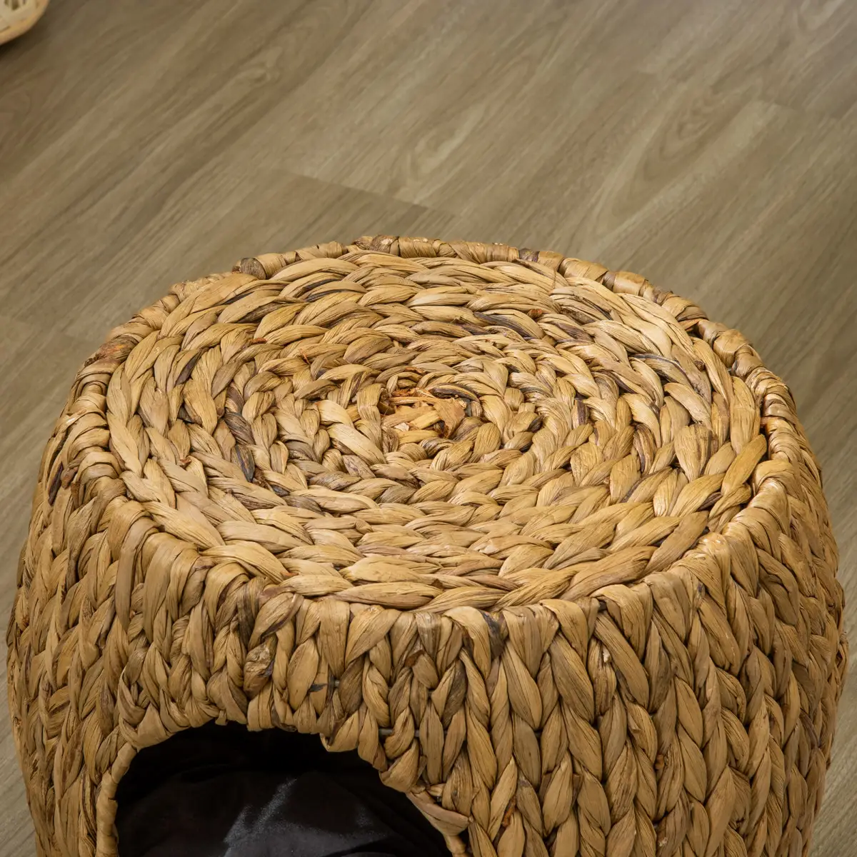 Rattan Cat House Stool, Wicker Kitten Bed for Outdoors and Indoors w/ Cushion by Unbranded