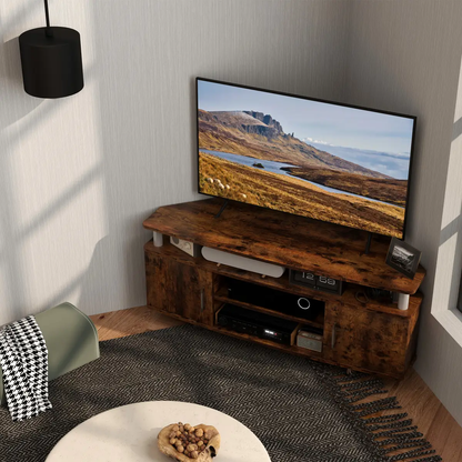 HOMCOM TV Unit Cabinet with Storage Shelves Entertainment Center Rustic Brown by HOMCOM