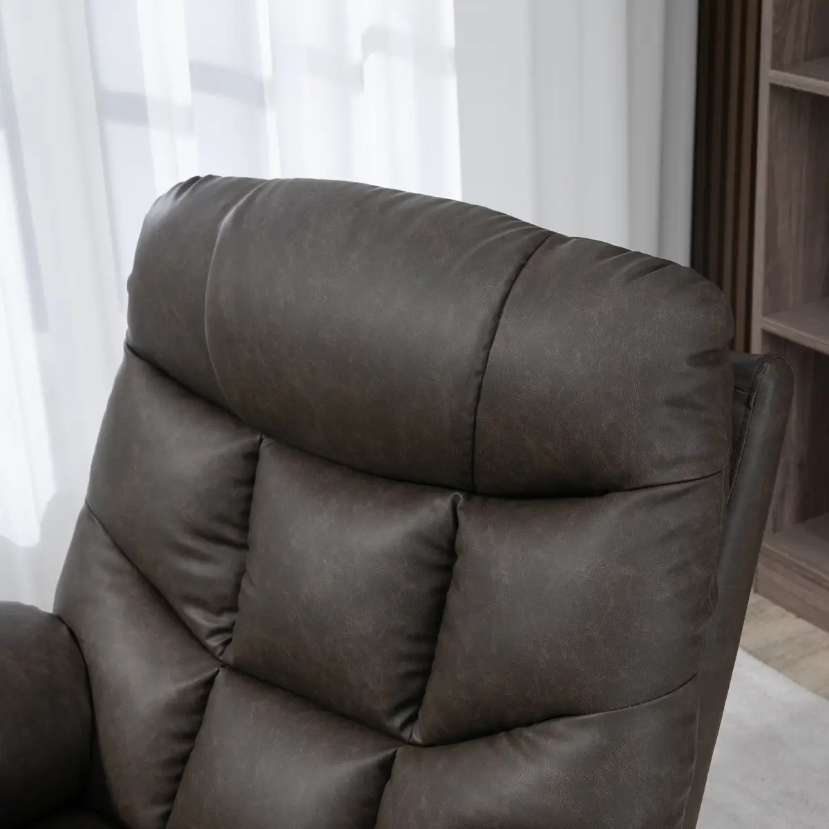 PU Leather Manual Recliner Chair, Recliner Armchair for Living Room, Brown by HOMCOM