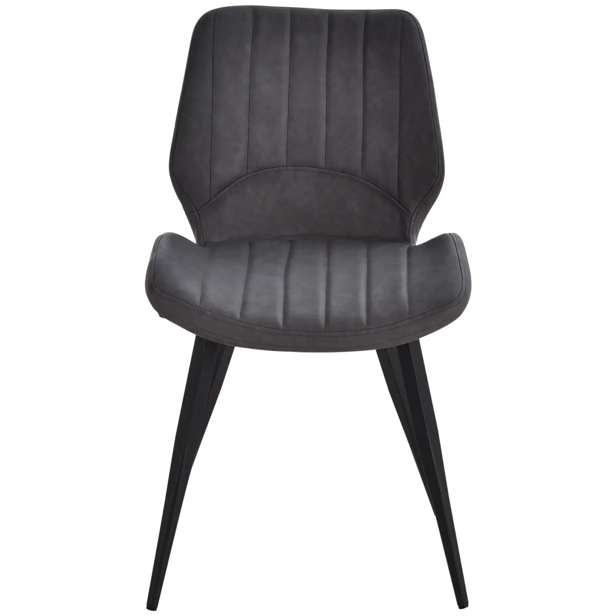 Set Of 2 Vintage PU Leather Dining Chair Moulded Seats Padded Steel Frame Grey by HOMCOM