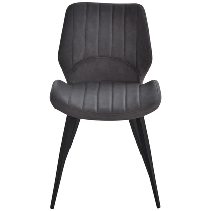 Set Of 2 Vintage PU Leather Dining Chair Moulded Seats Padded Steel Frame Grey by HOMCOM