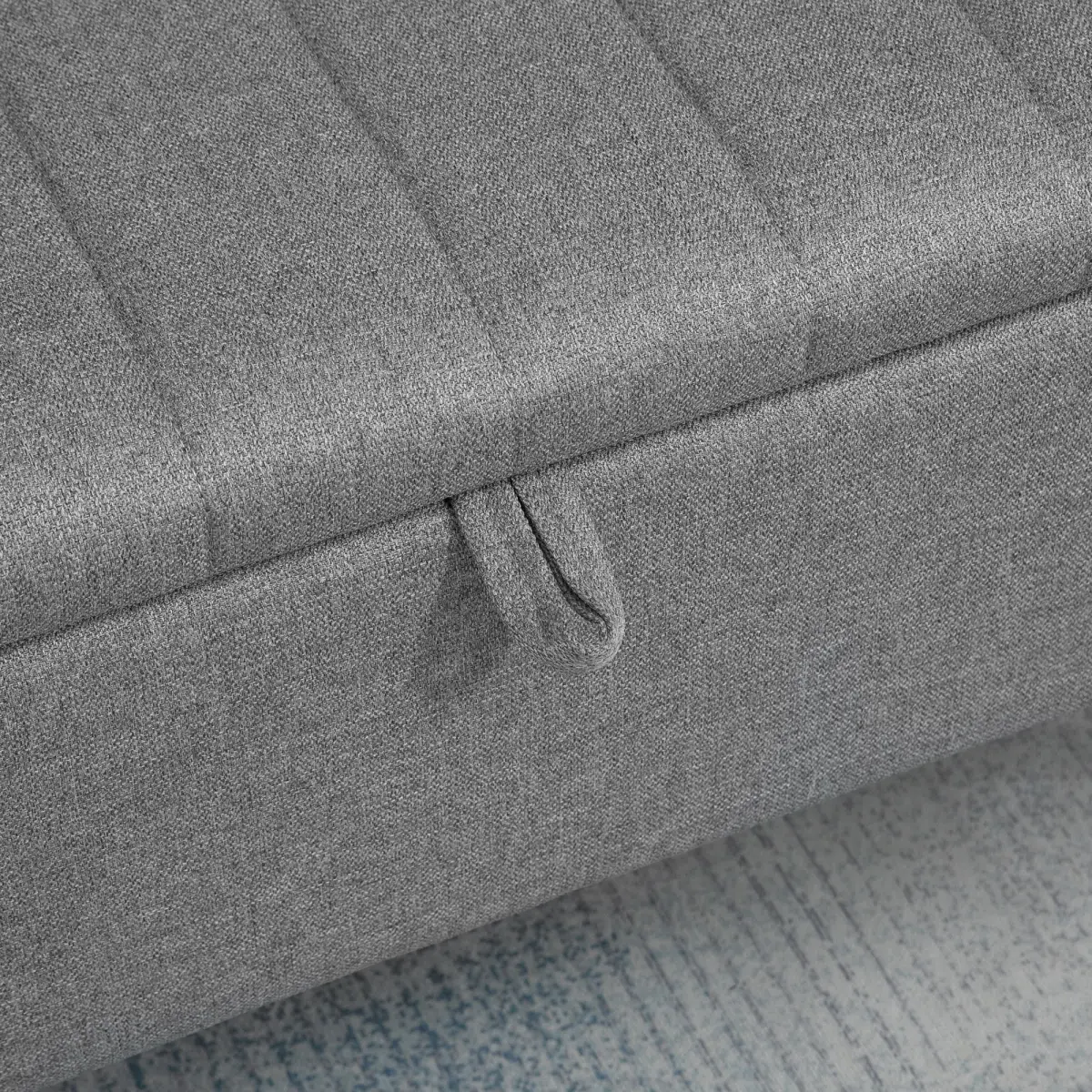 Storage Ottoman Bench, Linen Fabric Footstool with Steel Legs Grey by HOMCOM