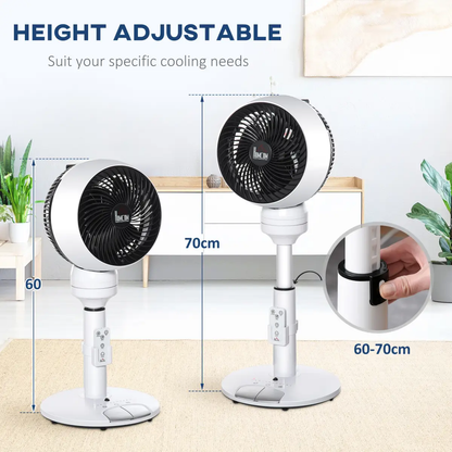 Air Circulator Fan 3 Speed 3 Mode, Oscillation Tilt, Height Adjust Black/White by HOMCOM