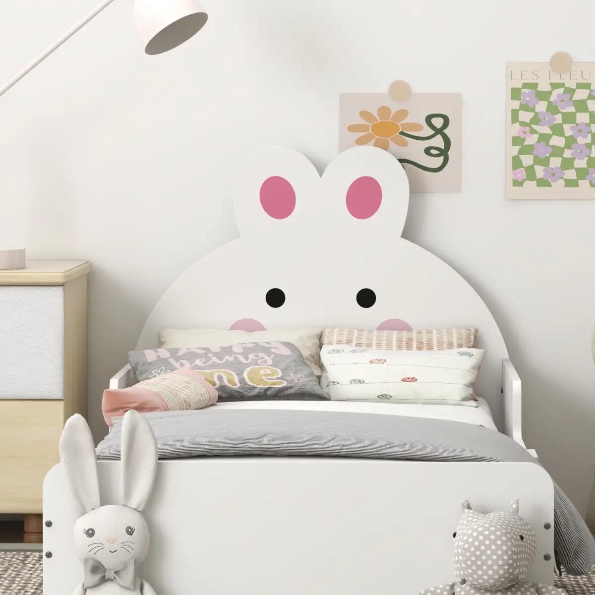 ZONEKIZ Toddler Bed, Kids Bedroom Furniture, Rabbit Design - White by ZONEKIZ
