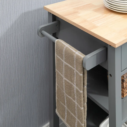 Kitchen Trolley Utility Cart on Wheels with Open Shelf & Storage Drawer Grey by HOMCOM