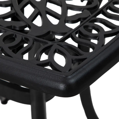 Outsunny Cast Aluminium Bistro Table with Umbrella Hole for Poolside, Black by Outsunny