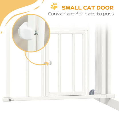 PawHut Pressure Fit, Safety Gate Dog Gate w/ Small Cat Door Opening, 74-80cm by PawHut