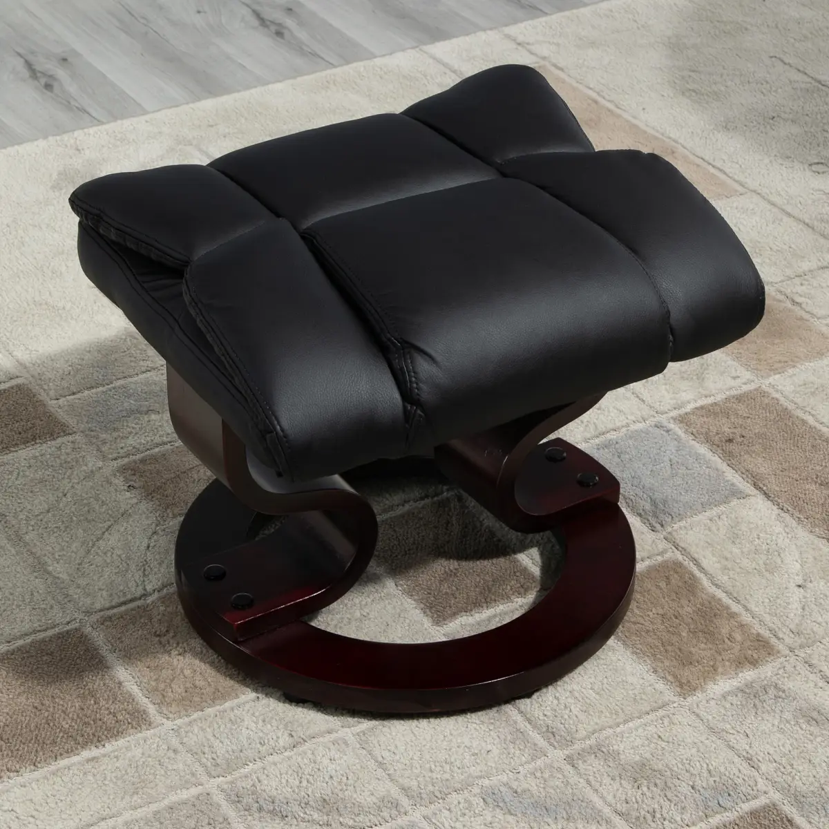 Padded PU Leather Manual Reclining Armchair Sofa Chair w/ Footstool Black by Unbranded