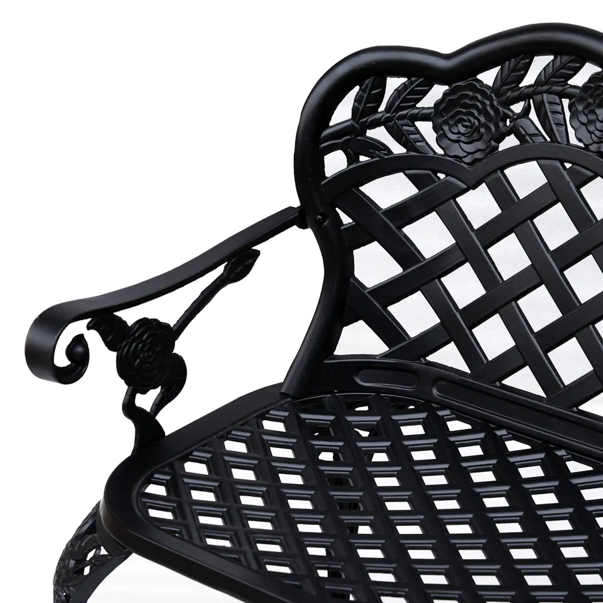 Garden Bench, Cast Aluminium, 107Lx58Wx85H cm-Black by Outsunny