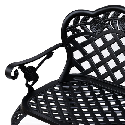 Garden Bench, Cast Aluminium, 107Lx58Wx85H cm-Black by Outsunny