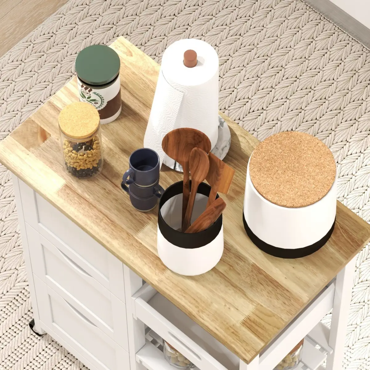 HOMCOM Rolling Kitchen Island Cart, Bar Serving Cart, Compact Trolley White by HOMCOM