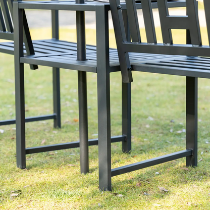 2 Seat Garden Chair Bench Loveseats w/Coffee Table Slatted Design Patio Yard by Unbranded