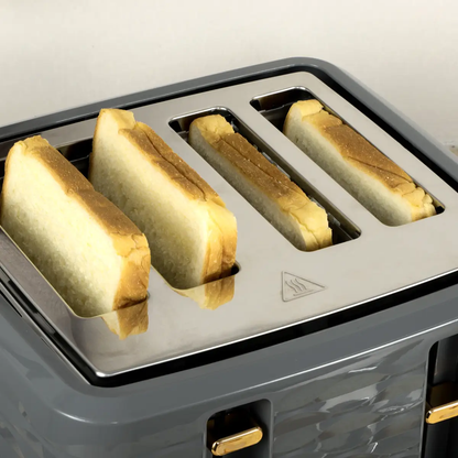HOMCOM Kettle and Toaster Set 1.7L Rapid Boil Kettle & 4 Slice Toaster Grey by HOMCOM