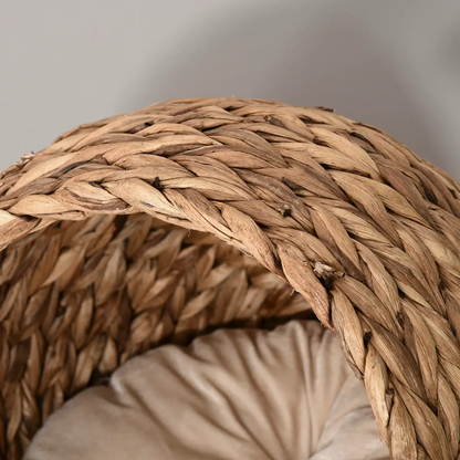 Wicker Cat House, Raised Cat Bed with Cylindrical Base, 42 x 33 x 52cm by PawHut