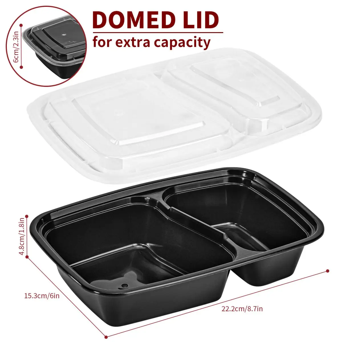 VINSANI 30pk 2 COMPARTMENTS MEAL PREP CONTAINERS 1010476 by Vinsani