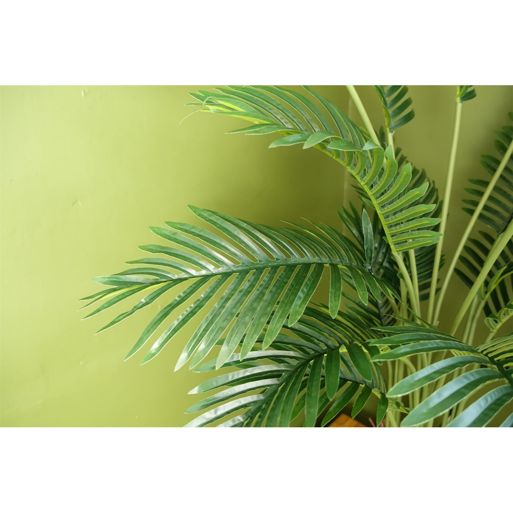 110cm Large Artificial Areca Palm Tree Potted in Black Pot by Leaf